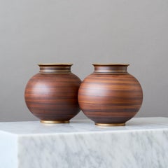 Set of 2 Art Deco Stoneware Vases by Gunnar Nylund for ALP, Sweden, 1930s