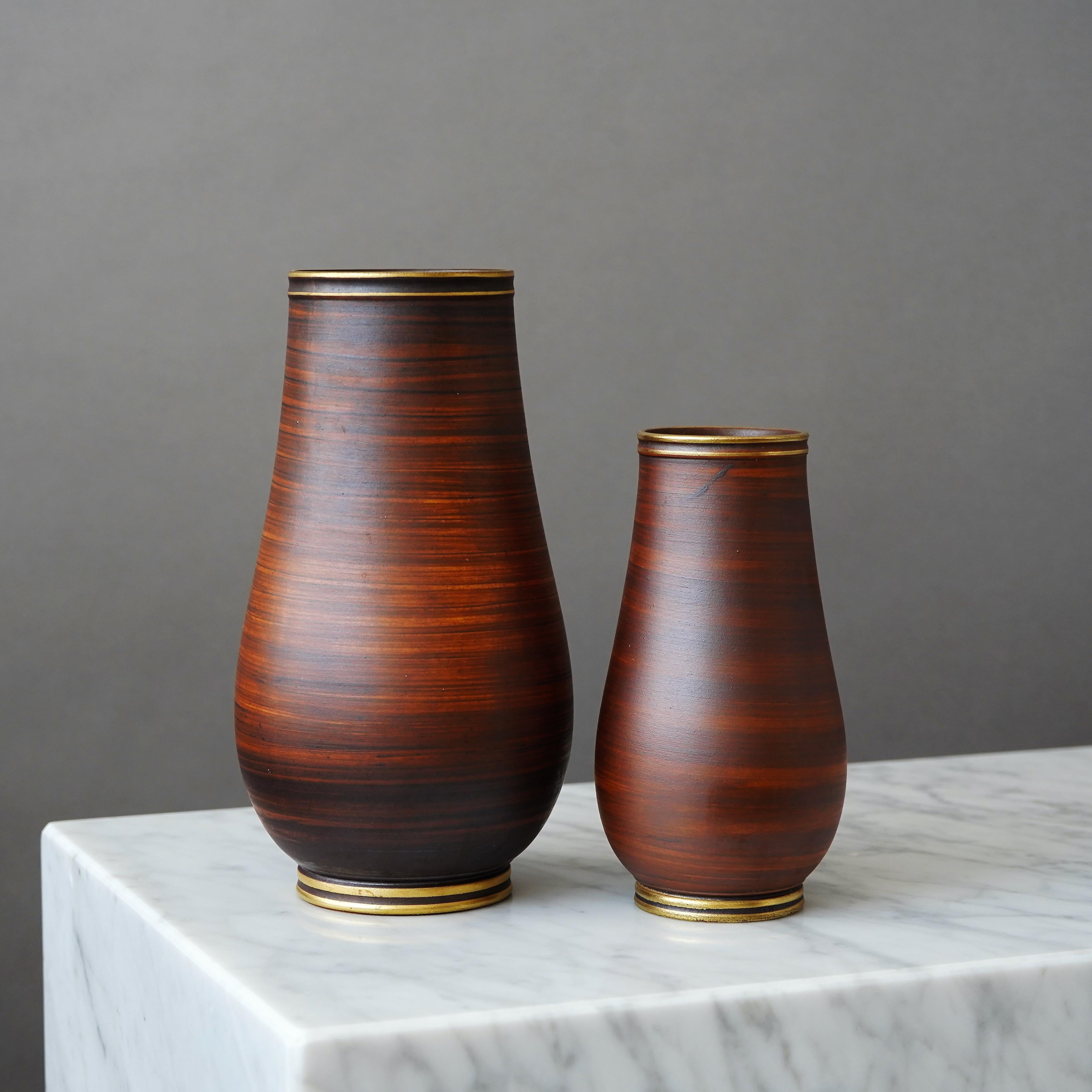 Set of 2 Art Deco Stoneware Vases by Gunnar Nylund for ALP, Sweden, 1930s 1