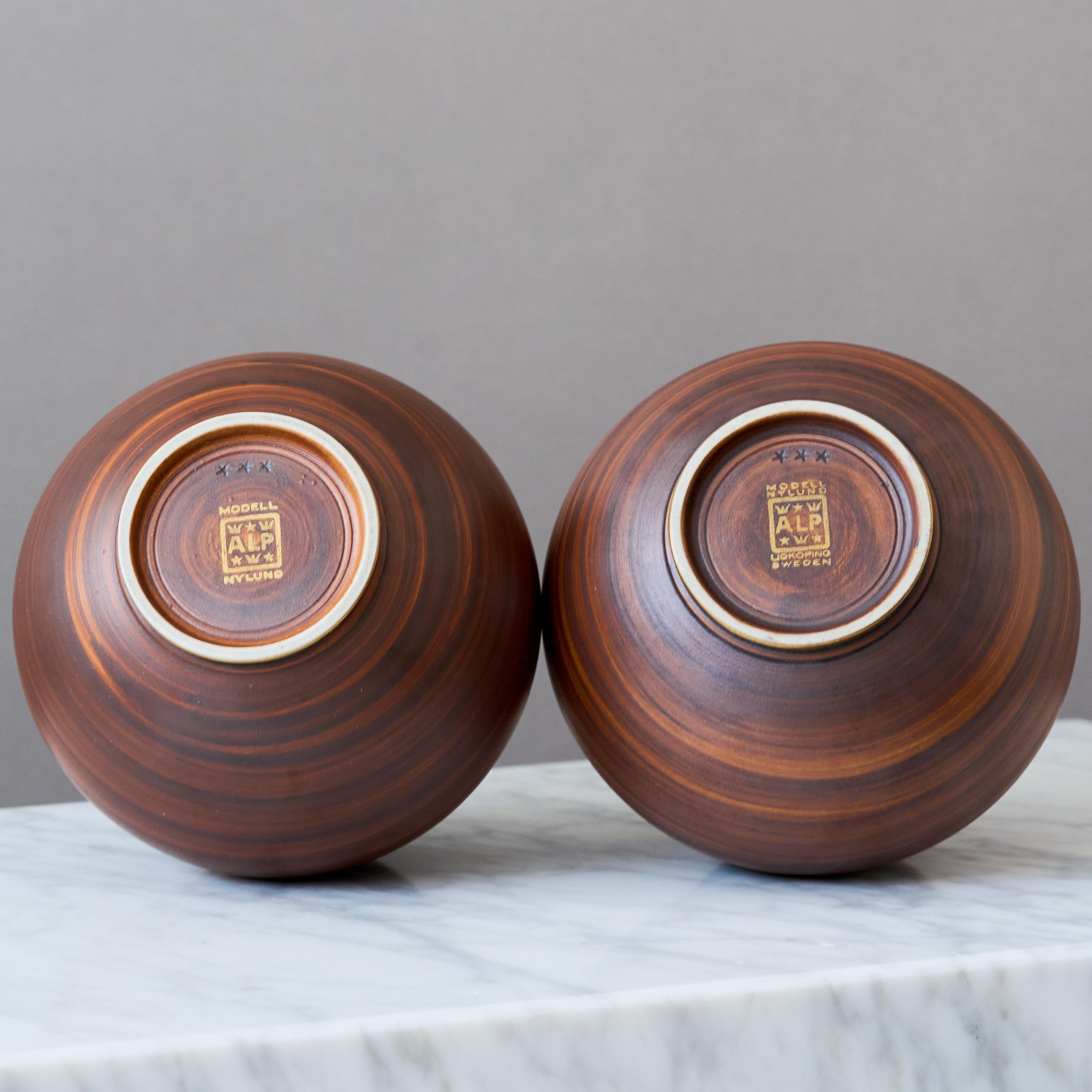 Juego de 2 jarrones de gres Art Déco de Gunnar Nylund para ALP, Suecia, años 30 en venta 1