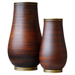 Set of 2 Art Deco Stoneware Vases by Gunnar Nylund for ALP, Sweden, 1930s