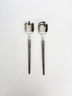 Set of 2 Art Deco Style Metal Salad Servers, France, 20th Century