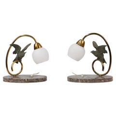 Set of 2 Art Deco table/bedsite lamps in brass, Belgium ca. 1940