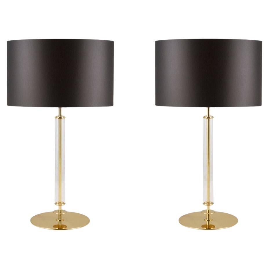 Set of 2 Art Deco Table Lamps, Vaz Table Lamp, Black Shade, Handmade in Portugal For Sale