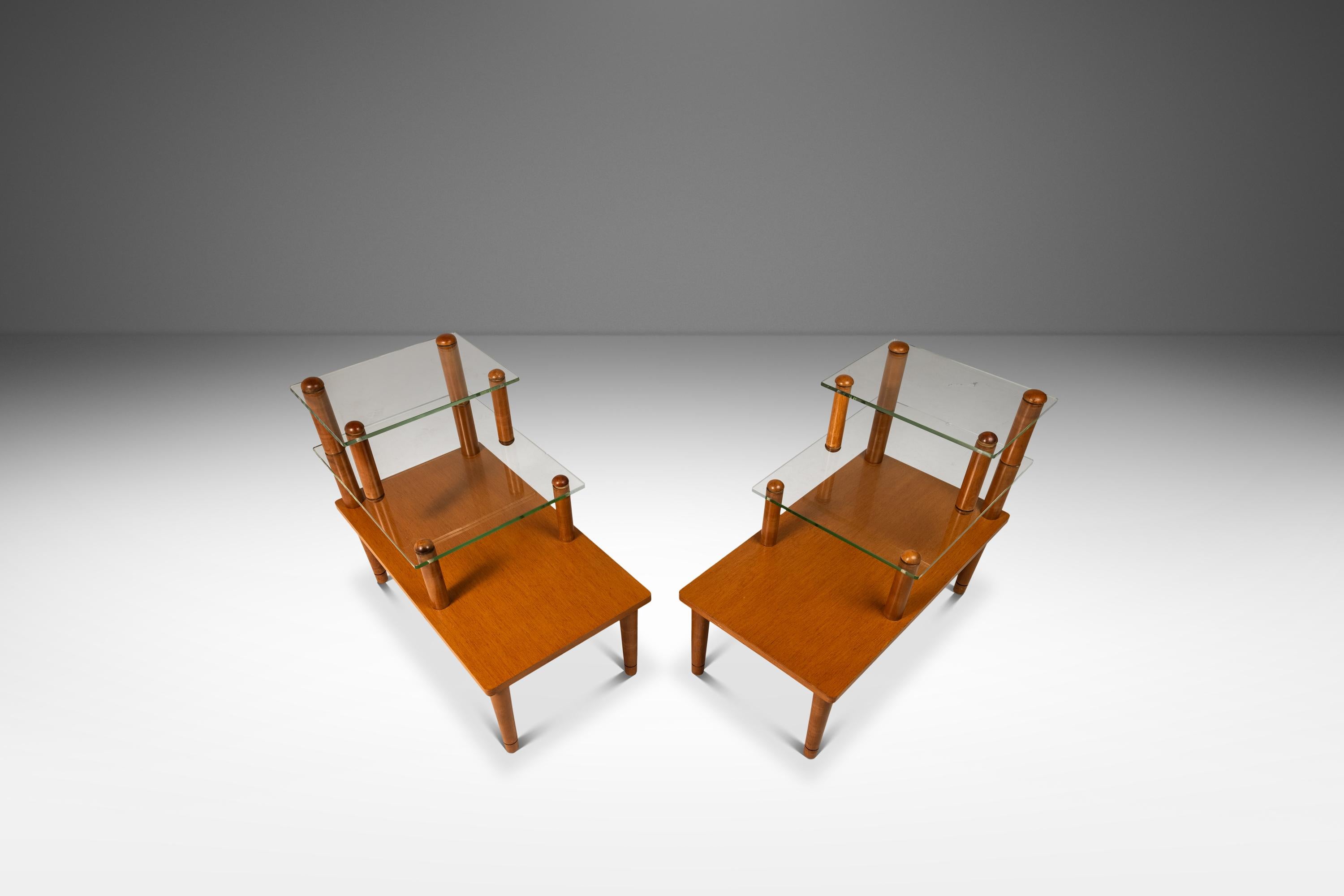 Mid-Century Modern Ensemble de 2 tables Art Déco à trois niveaux, Gilbert Rohde, Herman Miller, États-Unis, années 1930 en vente
