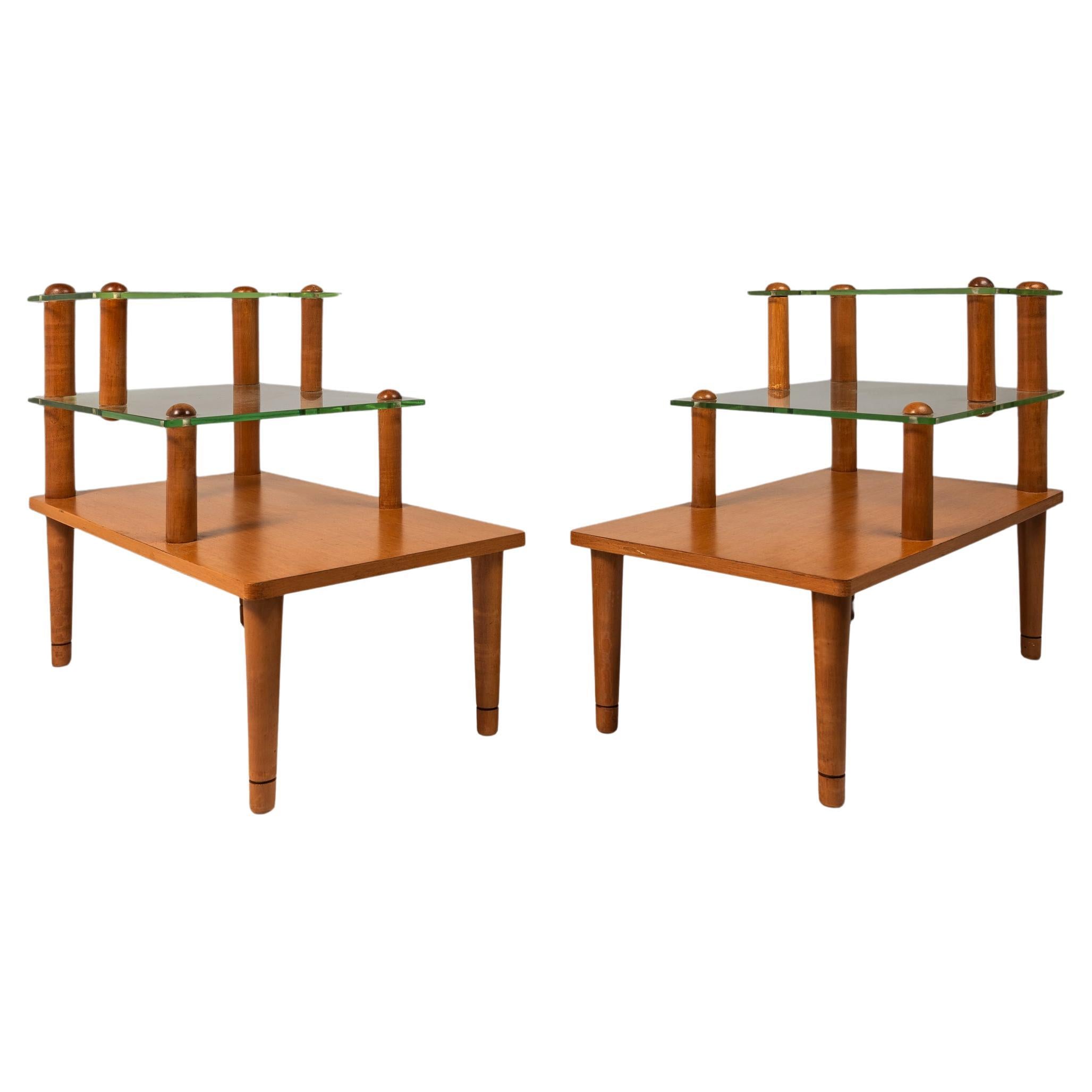 Juego de 2 Mesas Art Decó de Tres Pisos, Gilbert Rohde, Herman Miller, EEUU, Años 30
