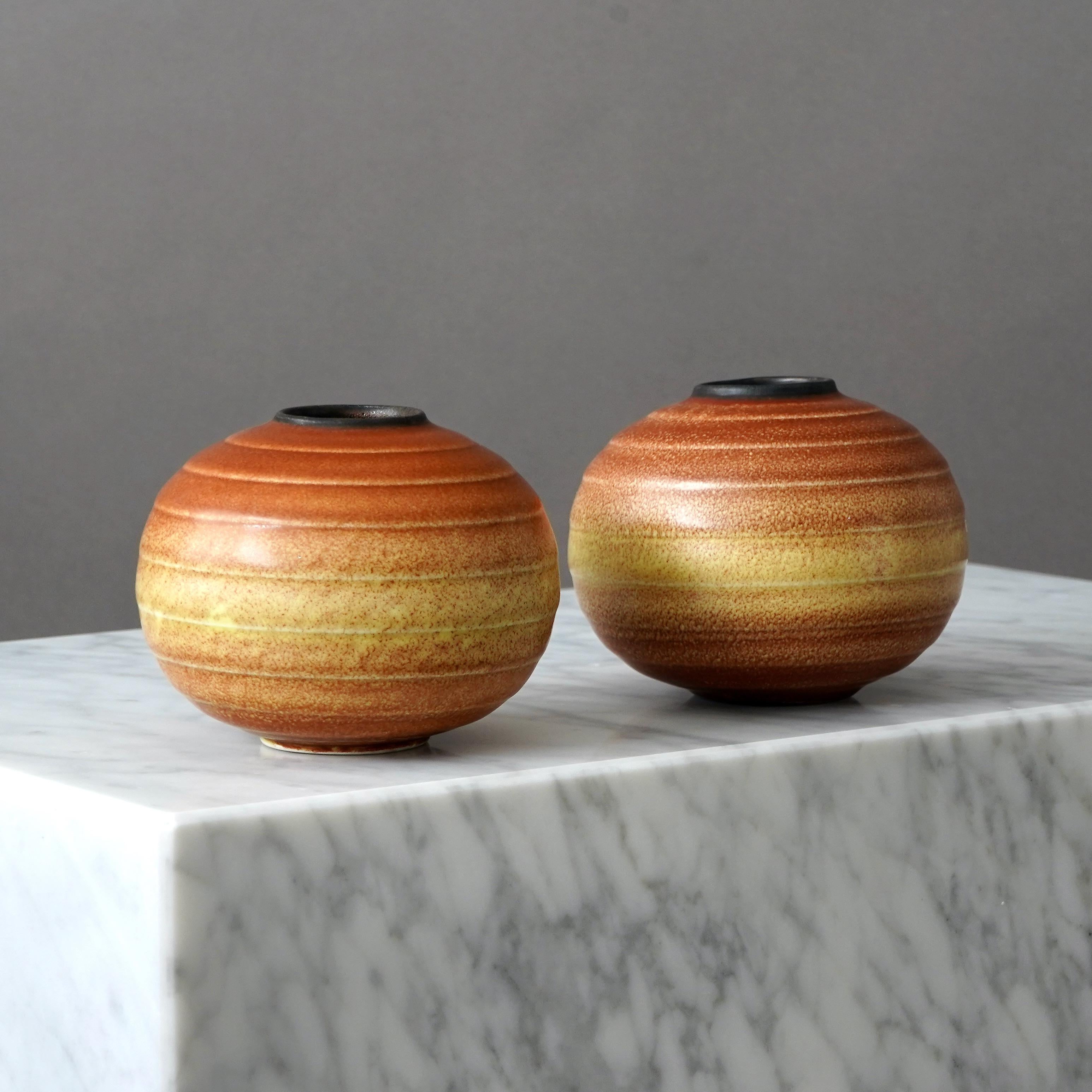 Scandinavian Modern Set of 2 Art Deco Vases by Rörstrand, Sweden, 1930s For Sale