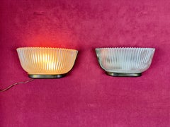 Set of 2 Art Deco Wall Lamps attributed to Archimede Seguso, 1940s