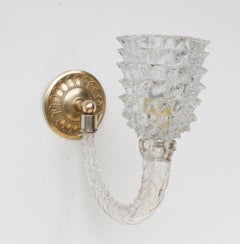 Set of 2 Art Deco Wall Light in Murano Rostrato Glass by Barovier e Toso, 1950s