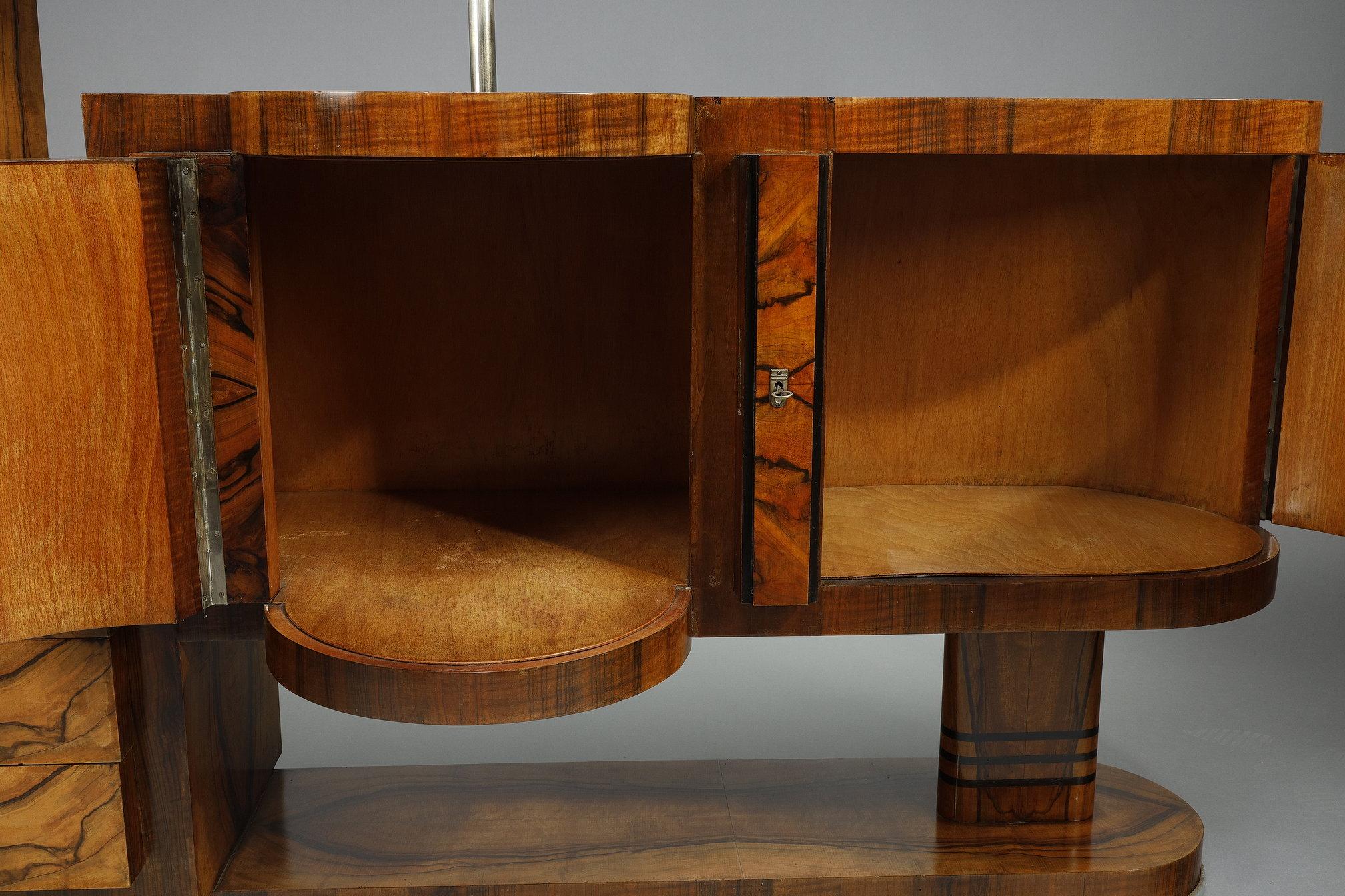 Set di 2 armadi Art Déco in noce: un bar e una credenza in vendita 6