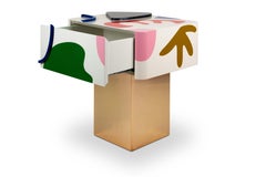 Set di 2 Comodini Fauves di ispirazione artistica in legno laccato e marmo di Malabar