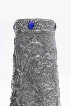 Set of 2 Art Nouveau Pewter Vases, Italy, Early 20th Century