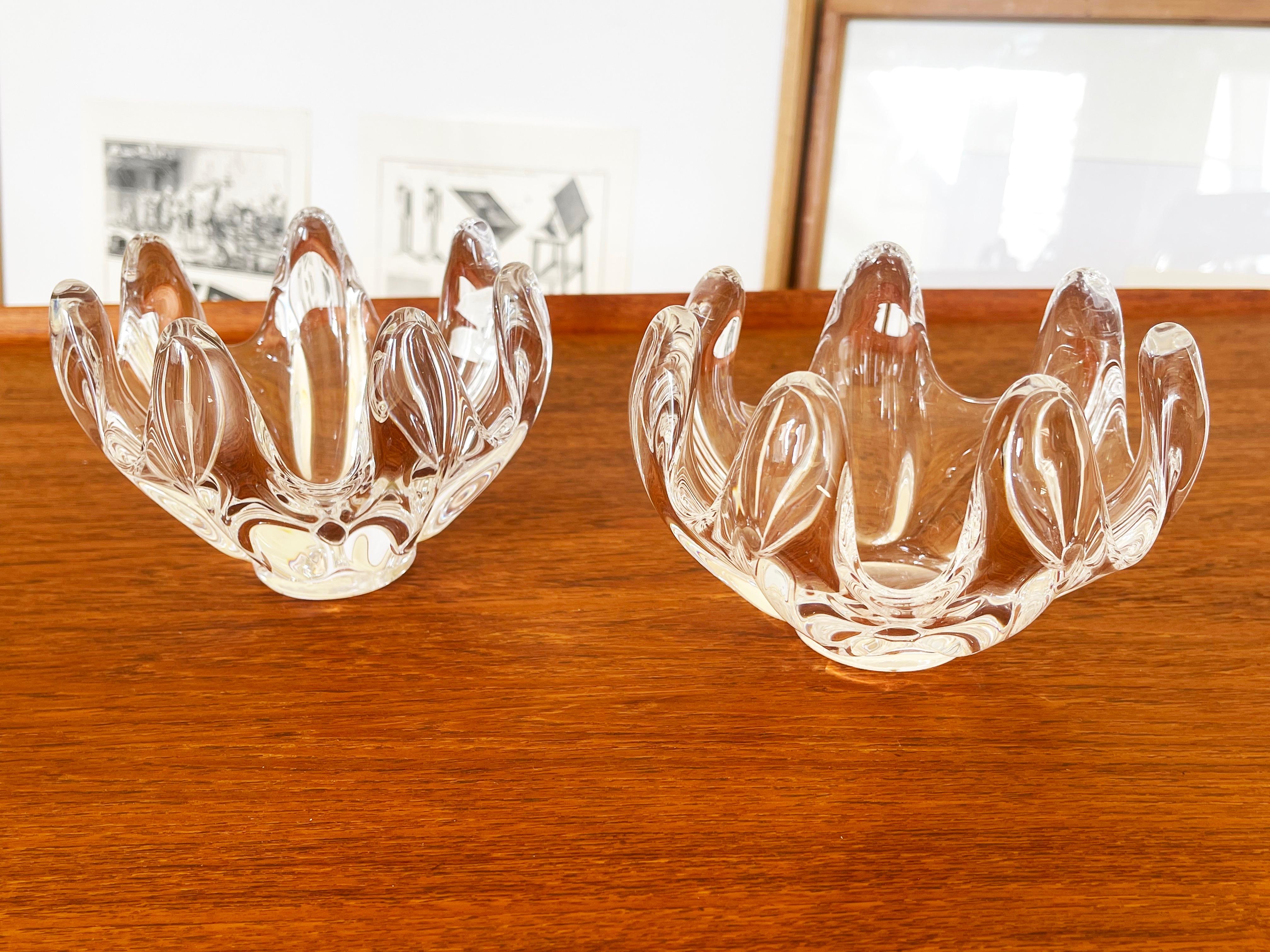 2er-Set Art Vannes Kristall-Kerzenständer Mid Century Teelichter, 1960er Frankreich (Französisch) im Angebot