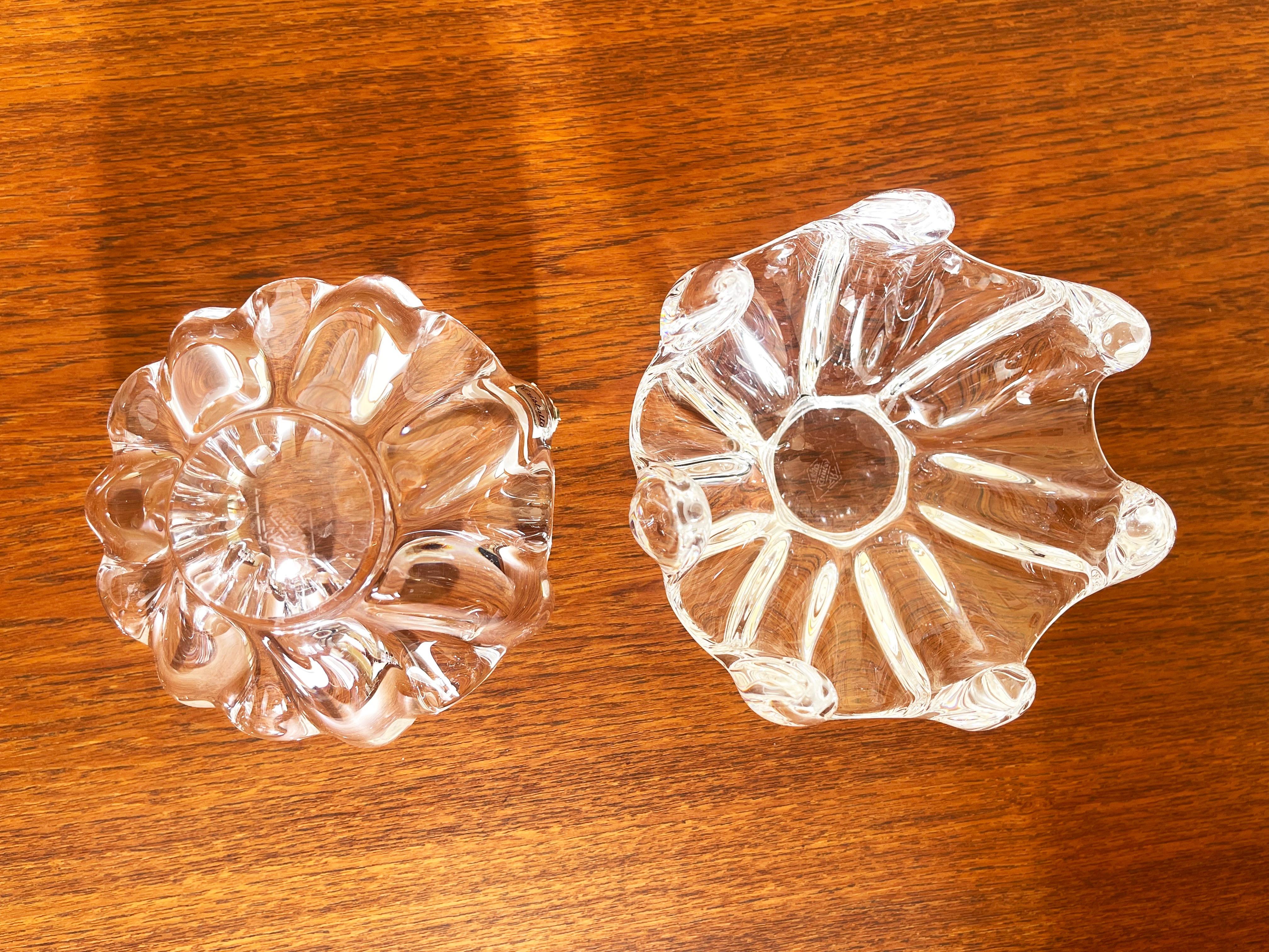 2er-Set Art Vannes Kristall-Kerzenständer Mid Century Teelichter, 1960er Frankreich (Handgefertigt) im Angebot