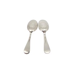 Set of 2 Arthur Stone Sterling Silver Arts & Crafts Baby Spoons #23224