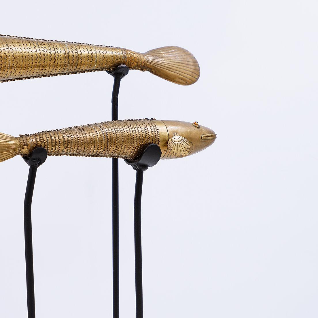 Set of 2 articulated Fish sculptures on stand - 20th For Sale 2