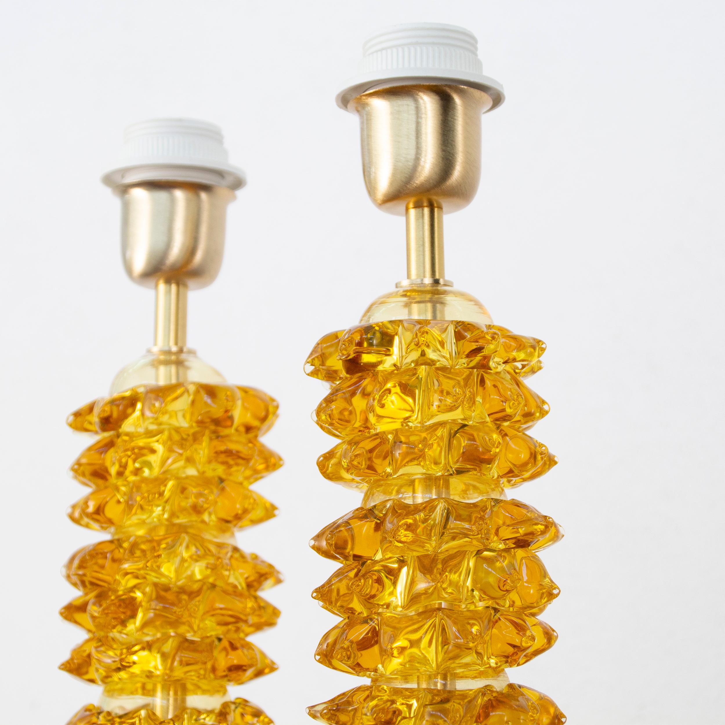 Ensemble de 2 lampes de table Rostri artistiques, 6 verres Rostri ambré de Murano par Multiforme Neuf - En vente à Trebaseleghe, IT