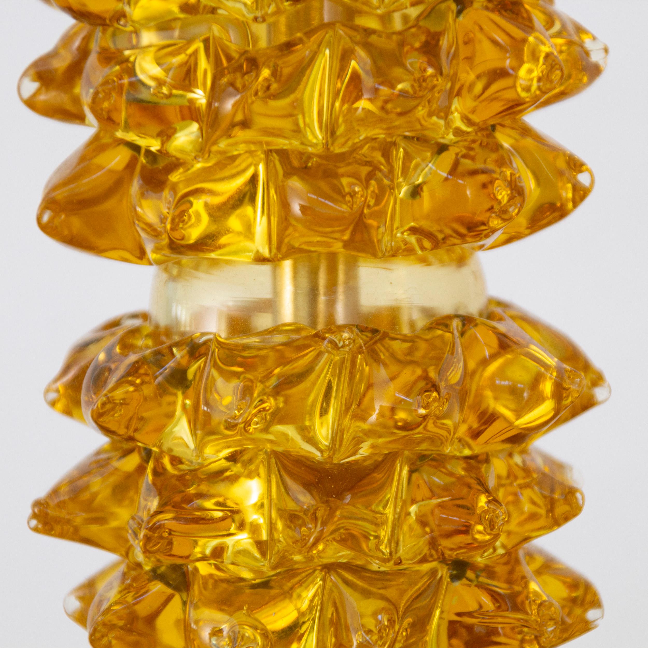 Verre brun Ensemble de 2 lampes de table Rostri artistiques, 6 verres Rostri ambré de Murano par Multiforme en vente
