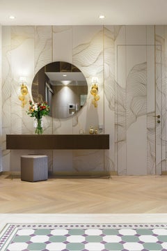 set of 2 Artistic sconce 1 light-clear Murano glass-gold metal -by Multiforme