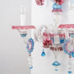 Set di 2 sculture artistiche in vetro di Murano multicolore con fiori di Multiforme