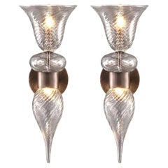 Set di 2 lampade artistiche in vetro di Murano a coste Heritage di Multiforme