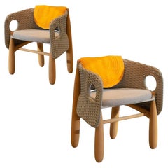 Juego de 2 Sillones Aruanã de interior en Madera Maciza, Técnica Artesanal Sostenible.
