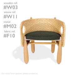 Set of 2 Aruanã Armchairs indoor in Solid Wood, Natural rattan