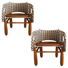 Set of 2 Aruanã Armchairs outdoor in Solid Wood, Artisanal Tec Sustainable.