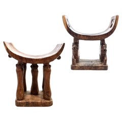 Set of 2 Asante tribal stools, Ghana 1950s