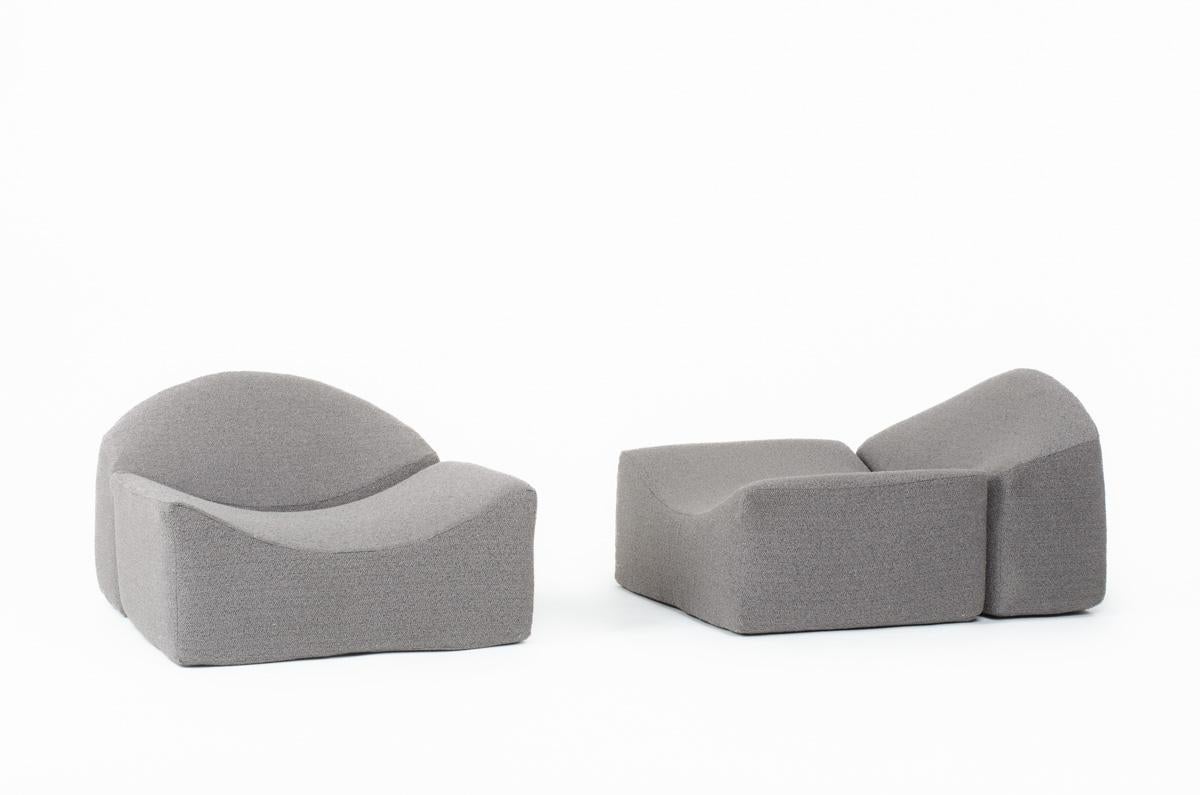 Set di 2 sedie basse Asmara di Bernard Govin per Ligne Roset 1973 in vendita 6