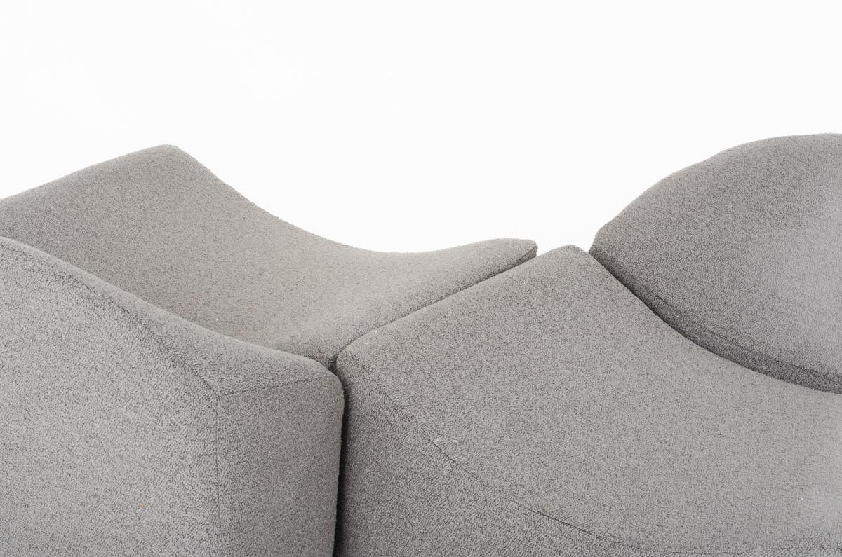 Fabric Set of 2 Asmara low chairs by Bernard Govin for Ligne Roset 1973 For Sale