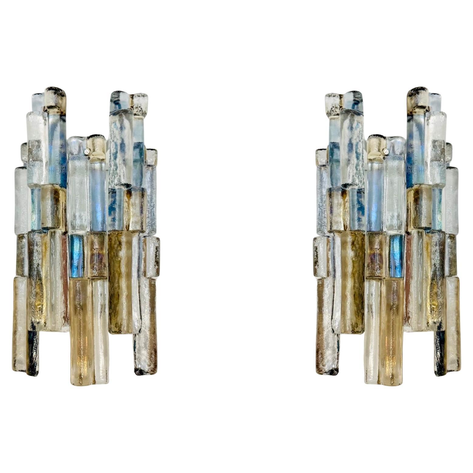 Set di 2 lampade da parete in vetro Austrian Ice di J&T. Kalmar in vendita