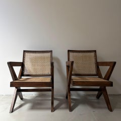 Set of 2 Authentic Pierre Jeanneret  PJ-SI-45-A, X-Leg Lounge Chairs, India
