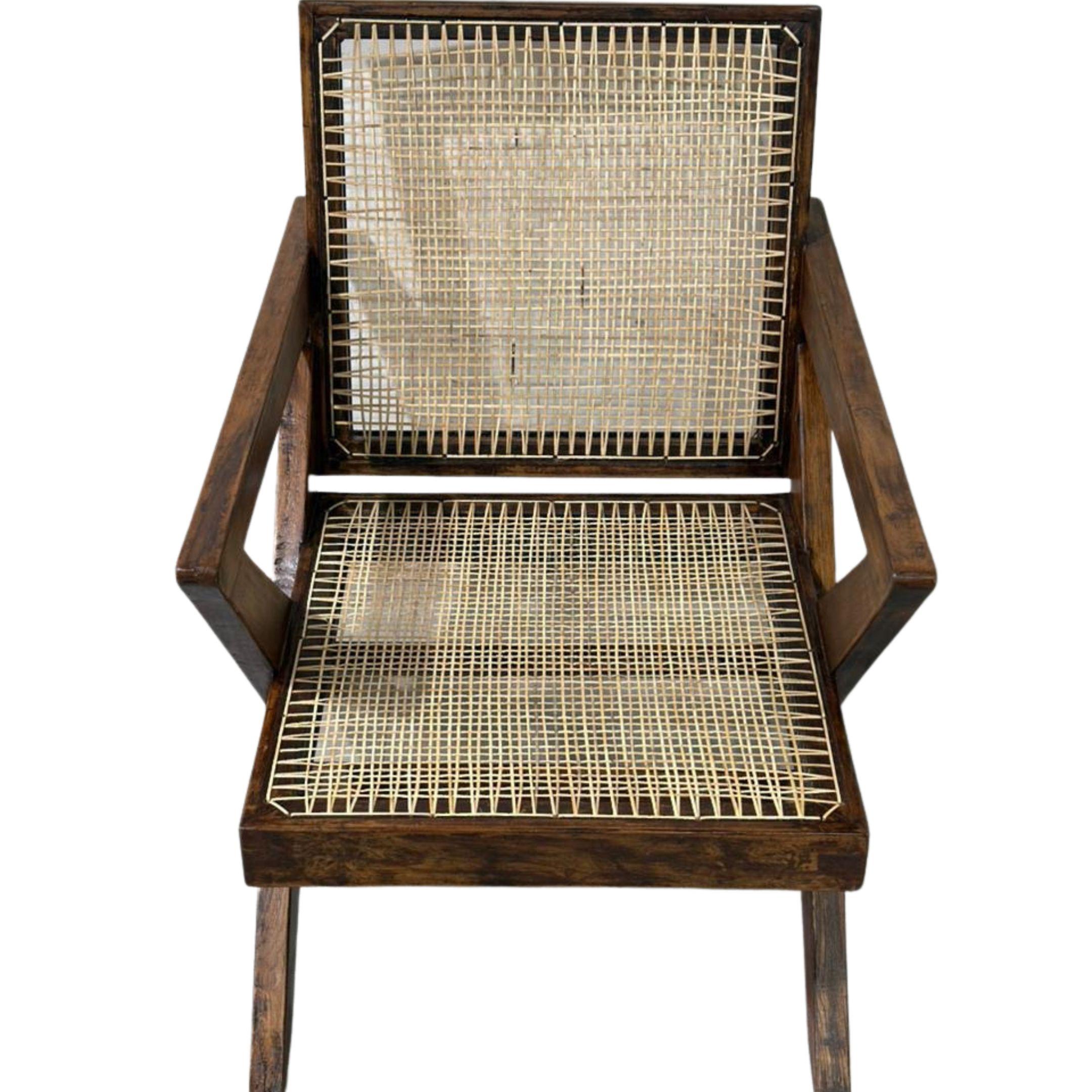 Mid-Century Modern Set of 2 Authentic Pierre Jeanneret X-Leg Lounge Chairs, Model PJ-SI-45-A, India en vente