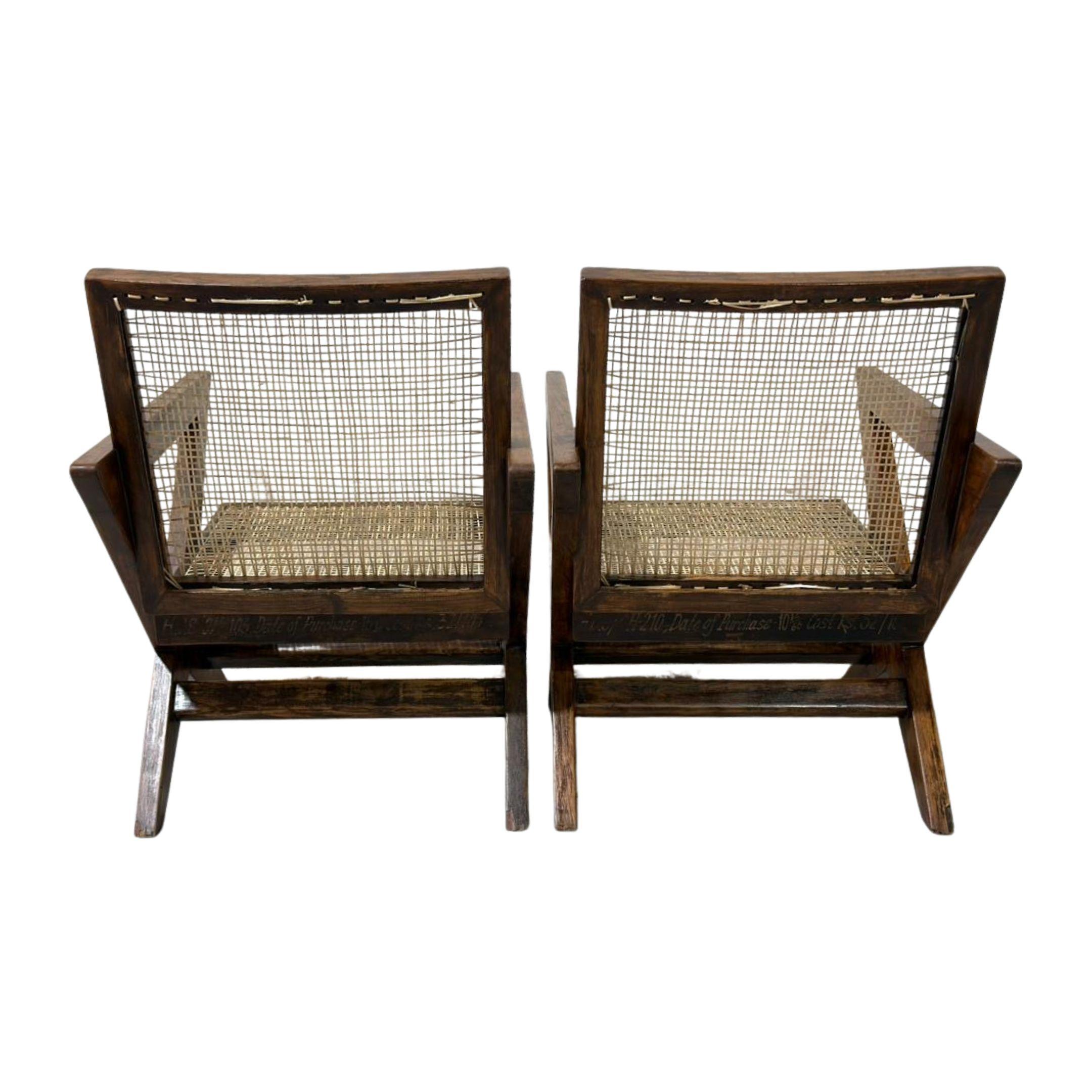Set of 2 Authentic Pierre Jeanneret X-Leg Lounge Chairs, Model PJ-SI-45-A, India en vente 1