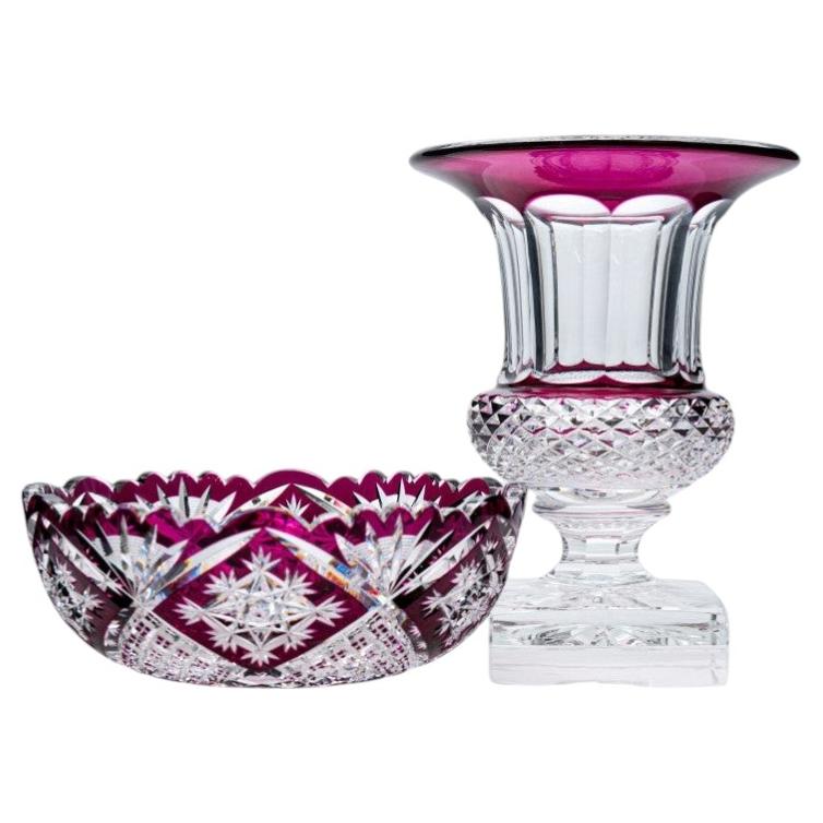 Set of 2 Baccarat and Saint Louis Items, Violet Crystal, France, 1930