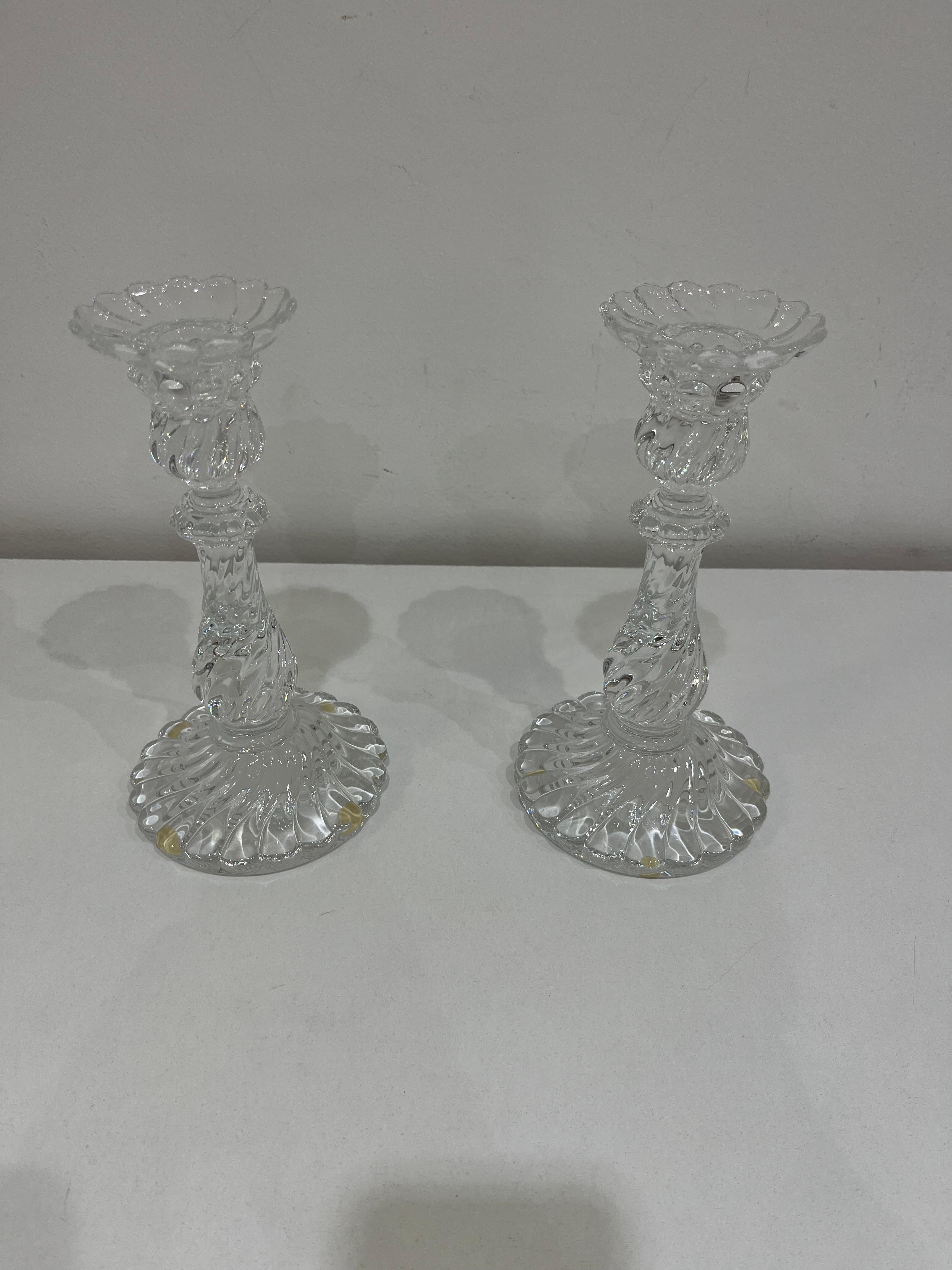 Set di 2 candelabri Torchon in cristallo di Baccarat, anni '80 in vendita 4