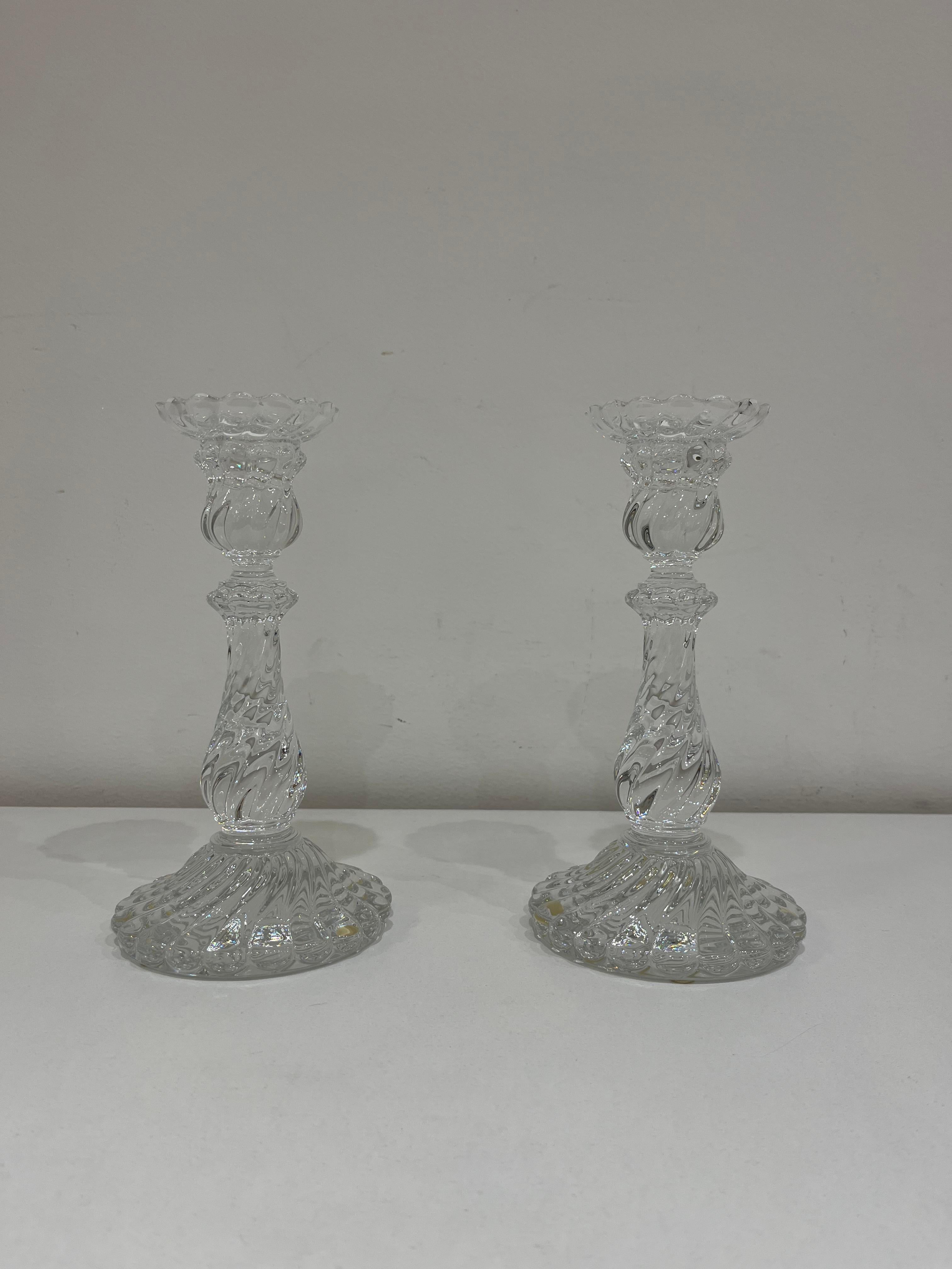 Set di 2 candelabri Torchon in cristallo di Baccarat, anni '80 in vendita 5
