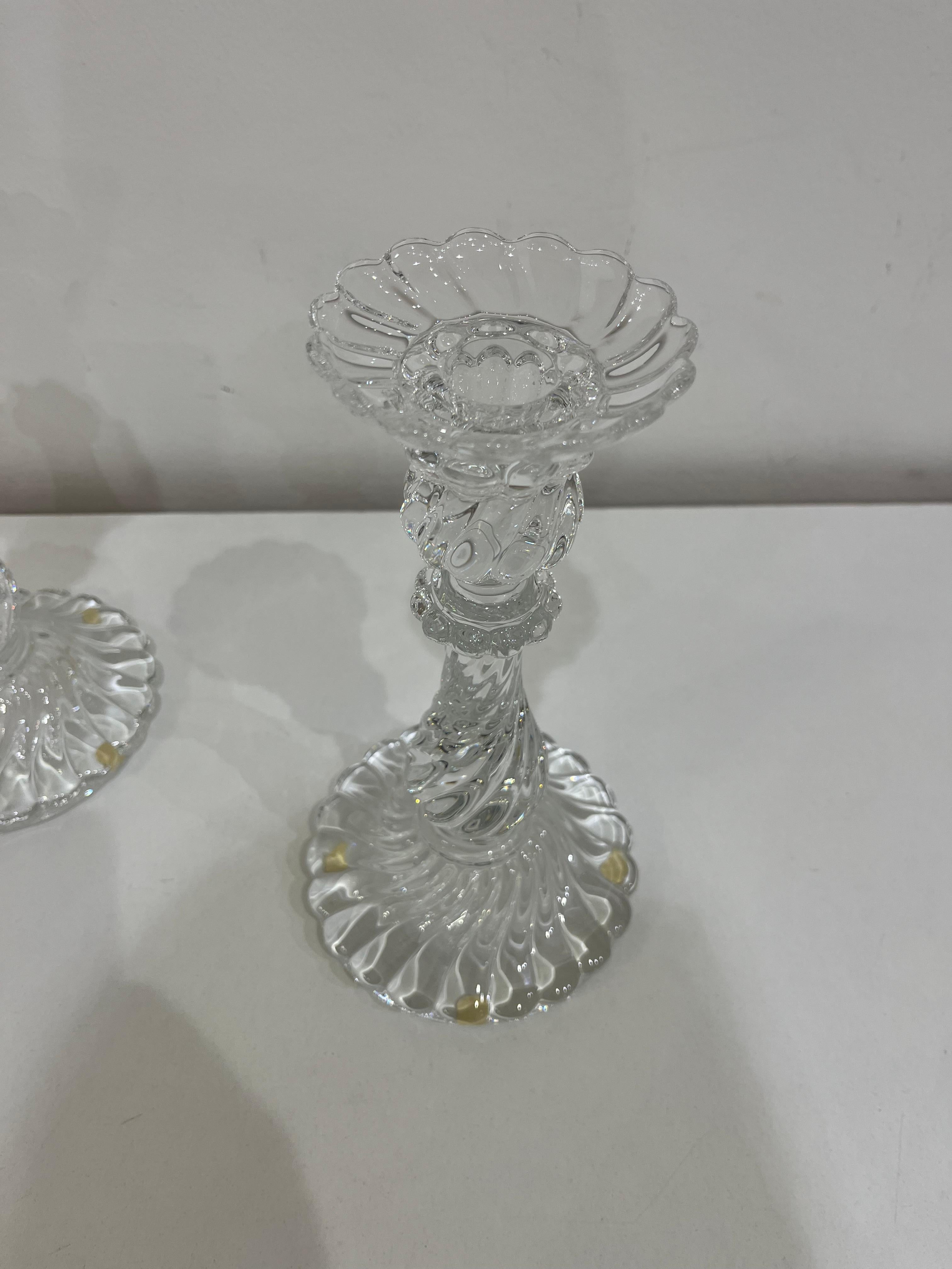 Cristallo Set di 2 candelabri Torchon in cristallo di Baccarat, anni '80 in vendita