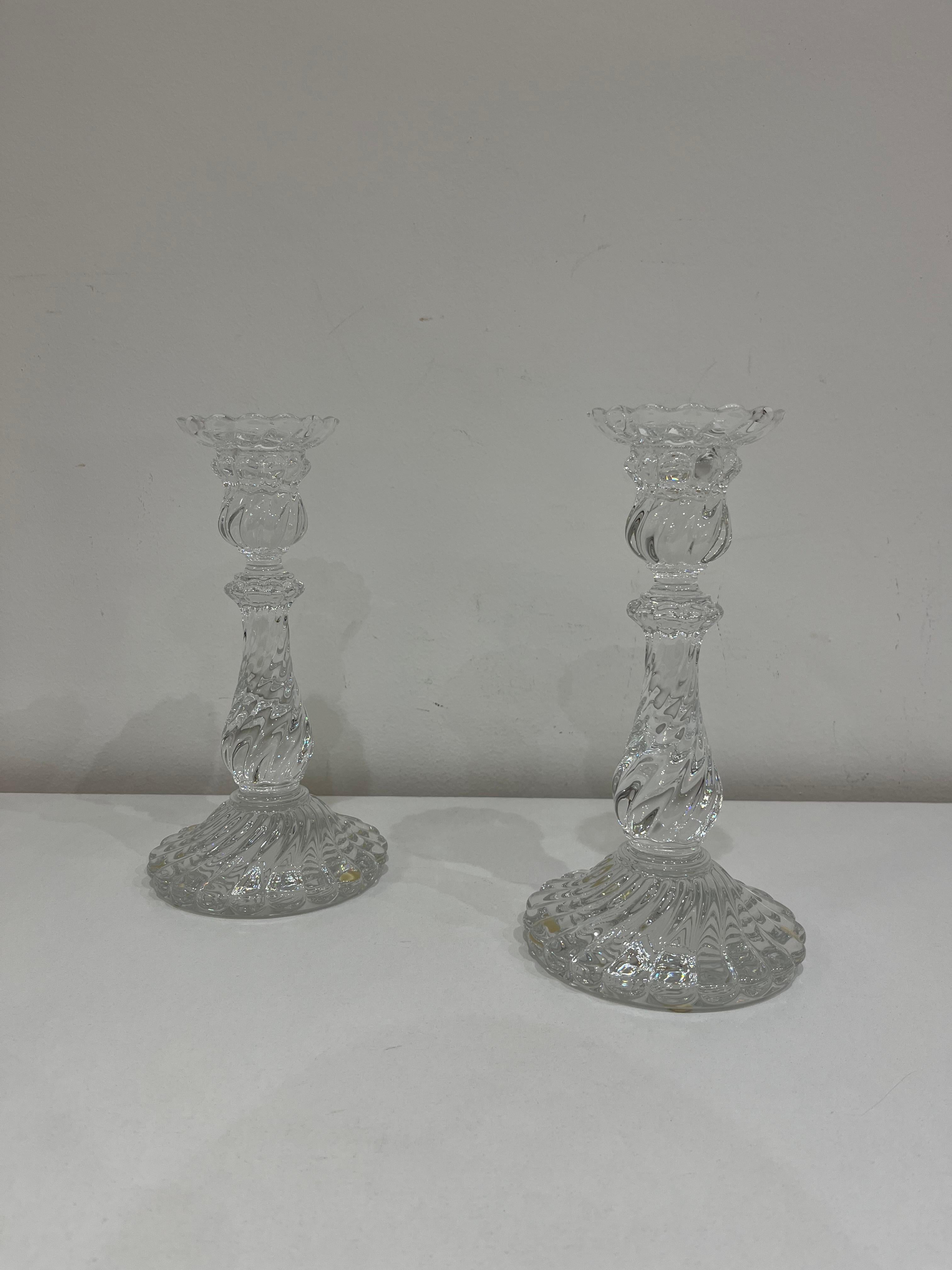 Set di 2 candelabri Torchon in cristallo di Baccarat, anni '80 in vendita 1