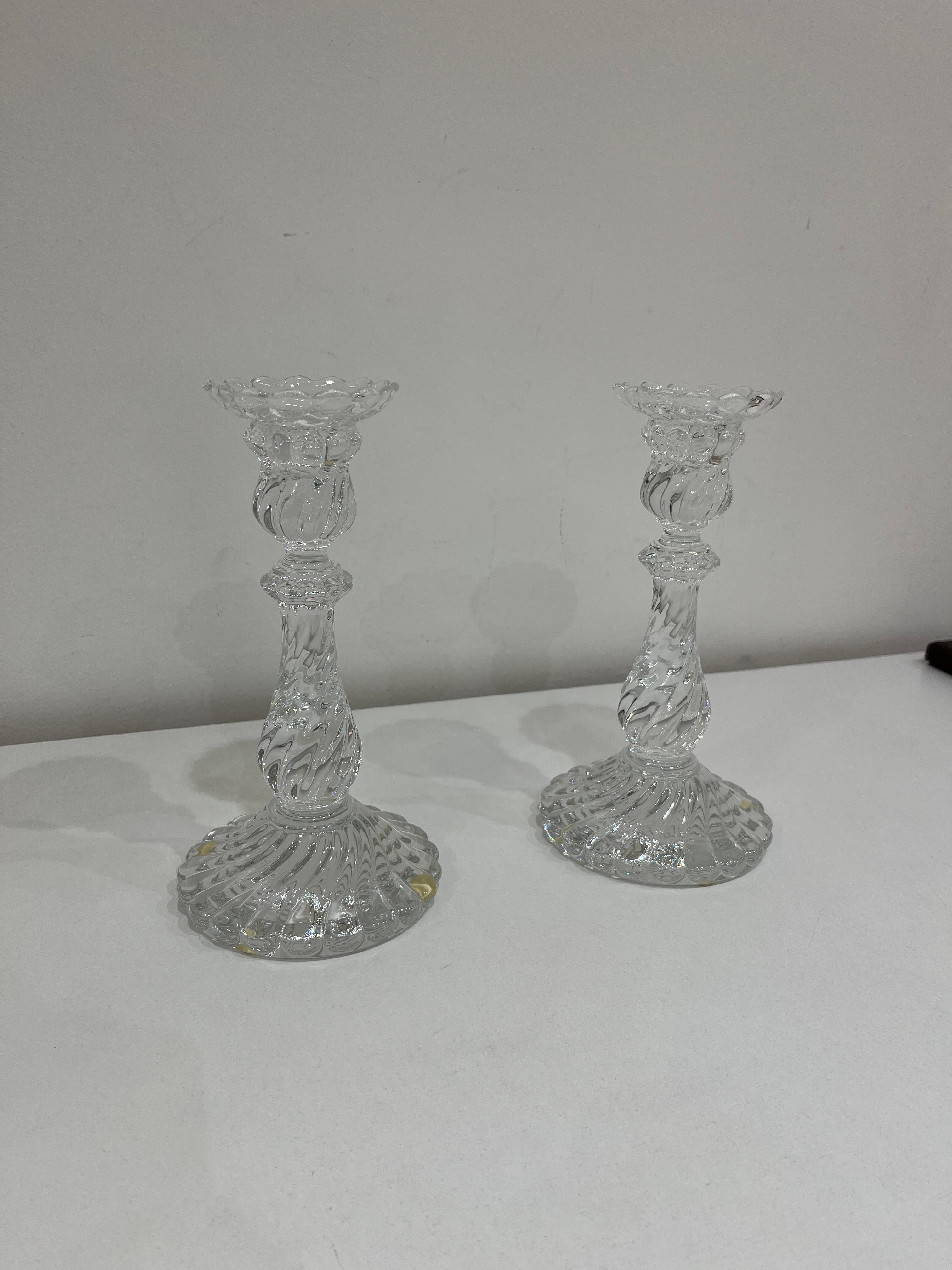 Set di 2 candelabri Torchon in cristallo di Baccarat, anni '80 in vendita 2