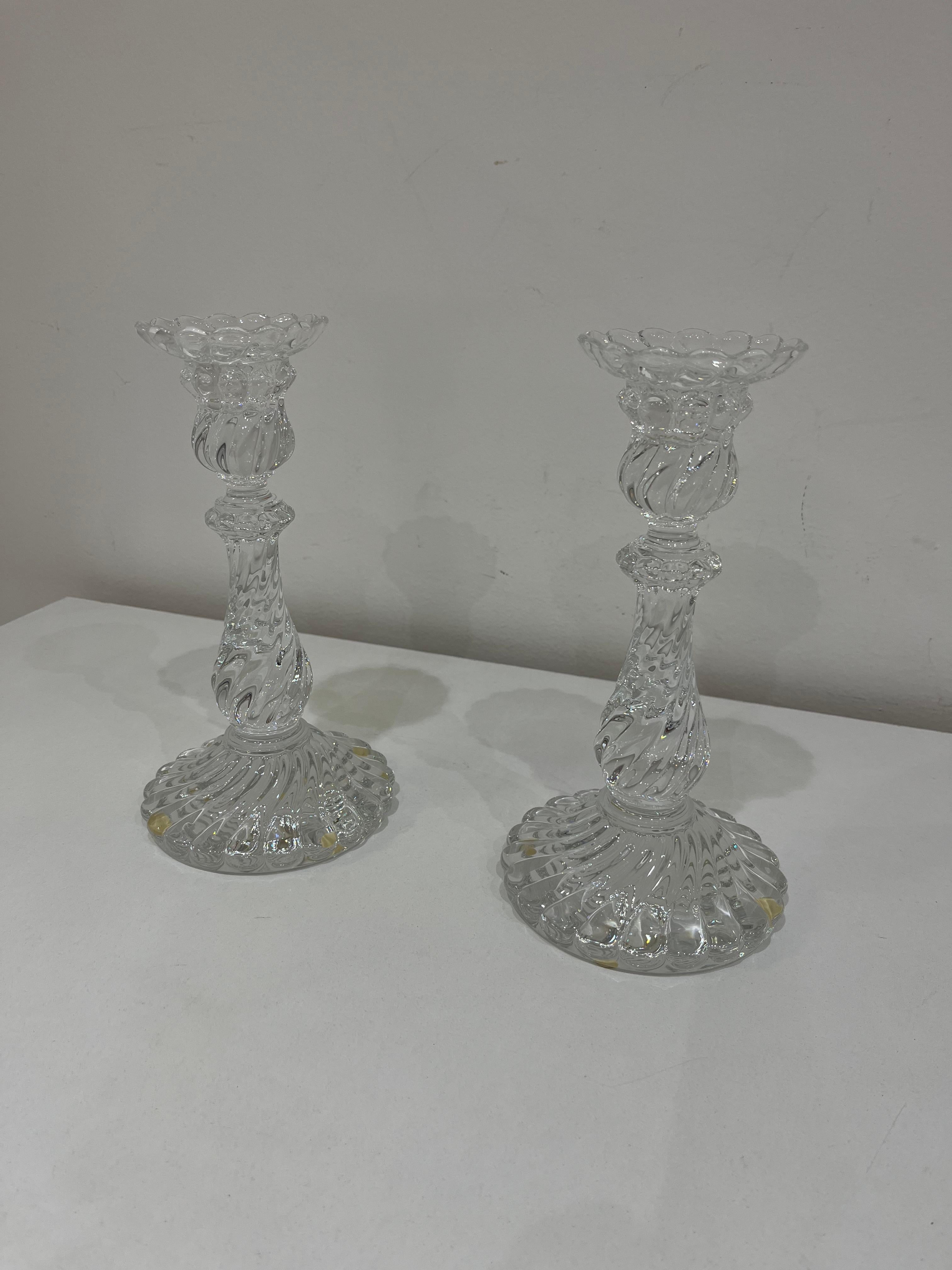 Set di 2 candelabri Torchon in cristallo di Baccarat, anni '80 in vendita 3