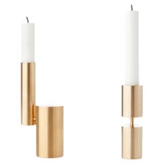 Set of 2 Balance and Solid Brass Candleholders by Applicata