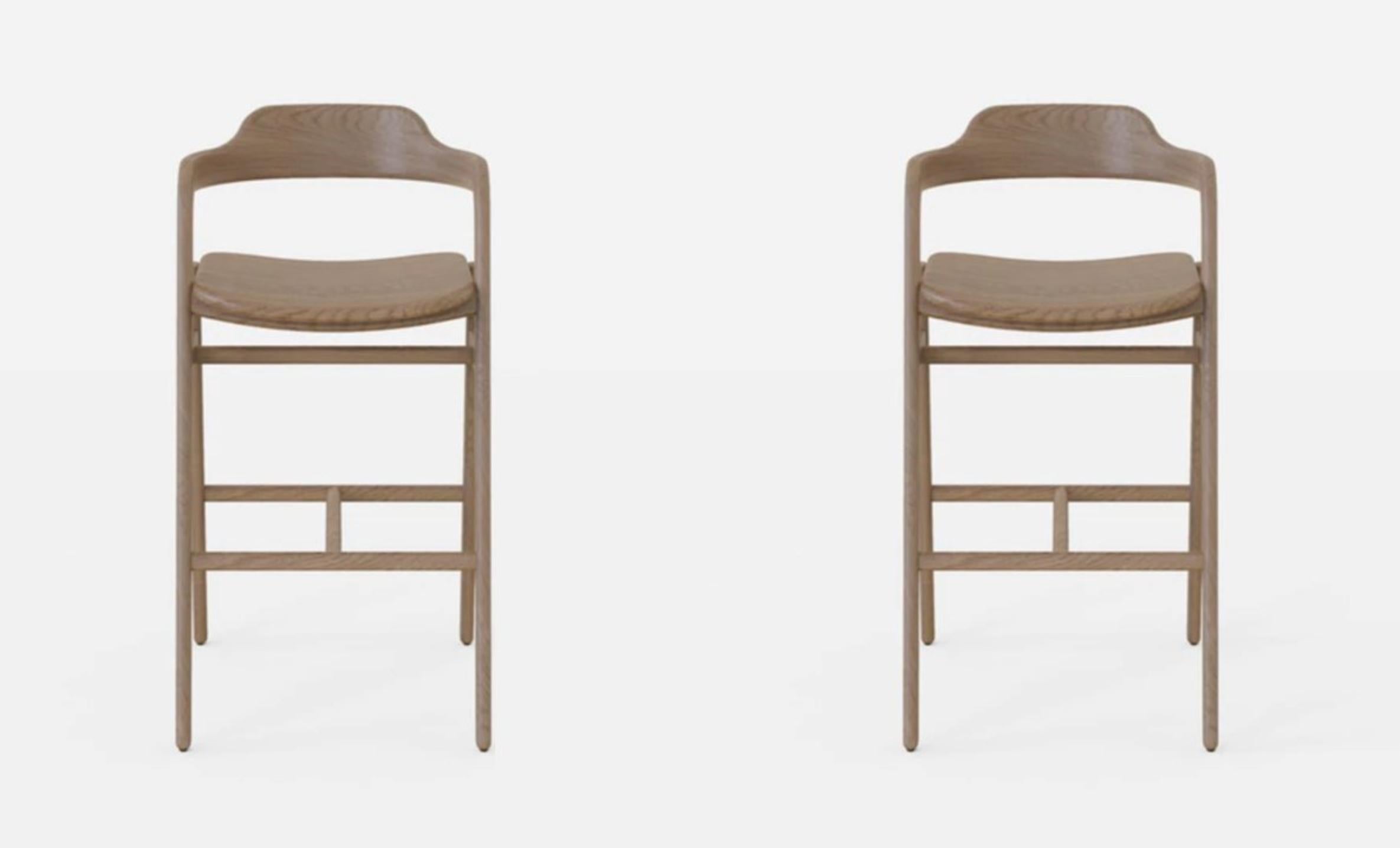 Set of 2 balance high chair by Sebastián Angeles
Material: Walnut
Dimensions: W 45 x D 40 x 100 cm
Also Available: Other colors available.

The love of processes, the properties of materials, details and concepts make Dorica Taller a study not