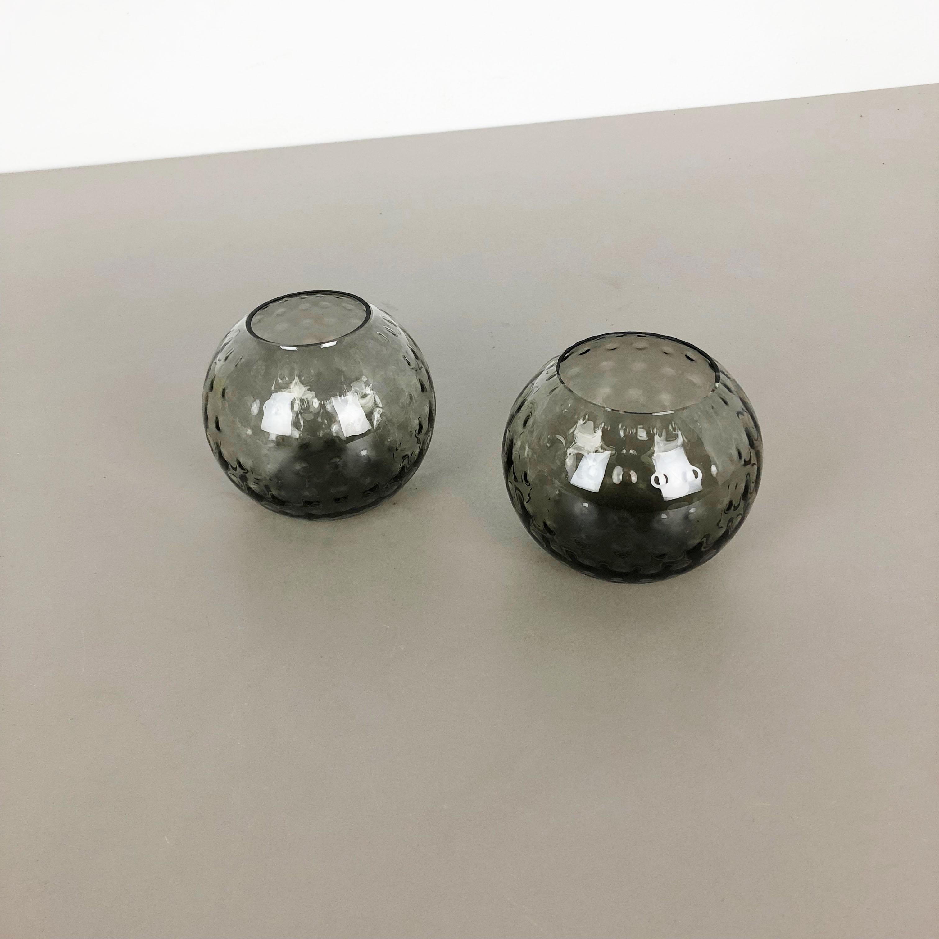 Mid-Century Modern Set of 2 Ball Vases Turmaline Wilhelm Wagenfeld for WMF Attrib. Germany, 1960s For Sale