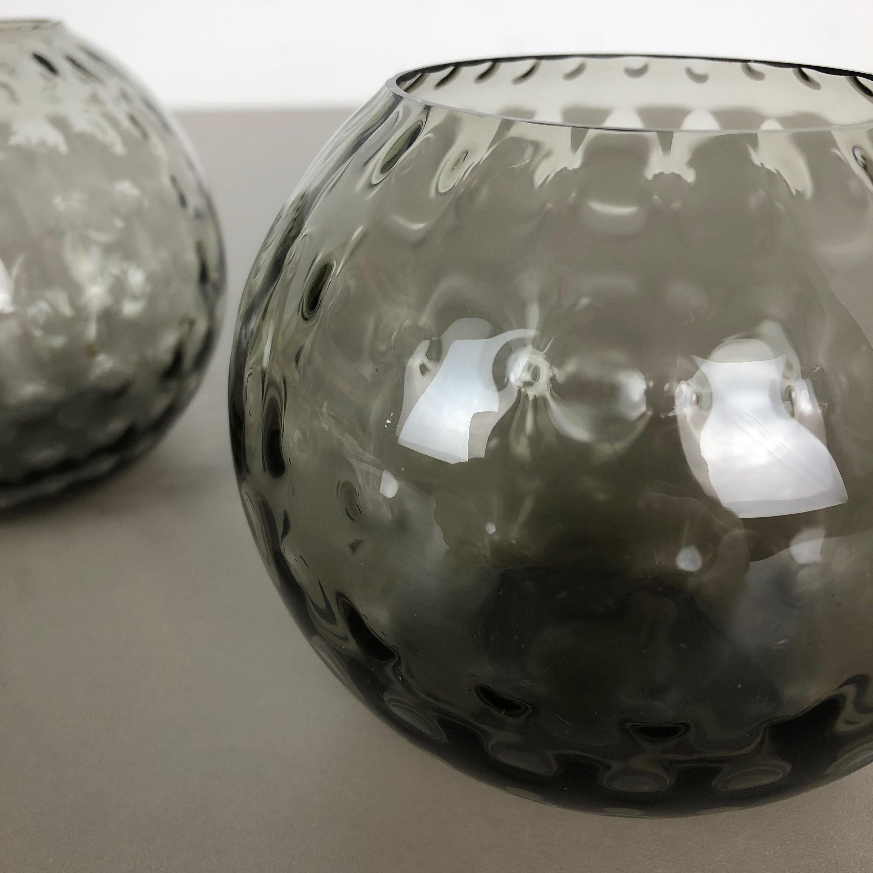 Mid-20th Century Set of 2 Ball Vases Turmaline Wilhelm Wagenfeld for WMF Attrib. Germany, 1960s For Sale