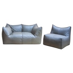 Set of 2 Bambole Leather Sofa and Seat by Bonjour Ostende