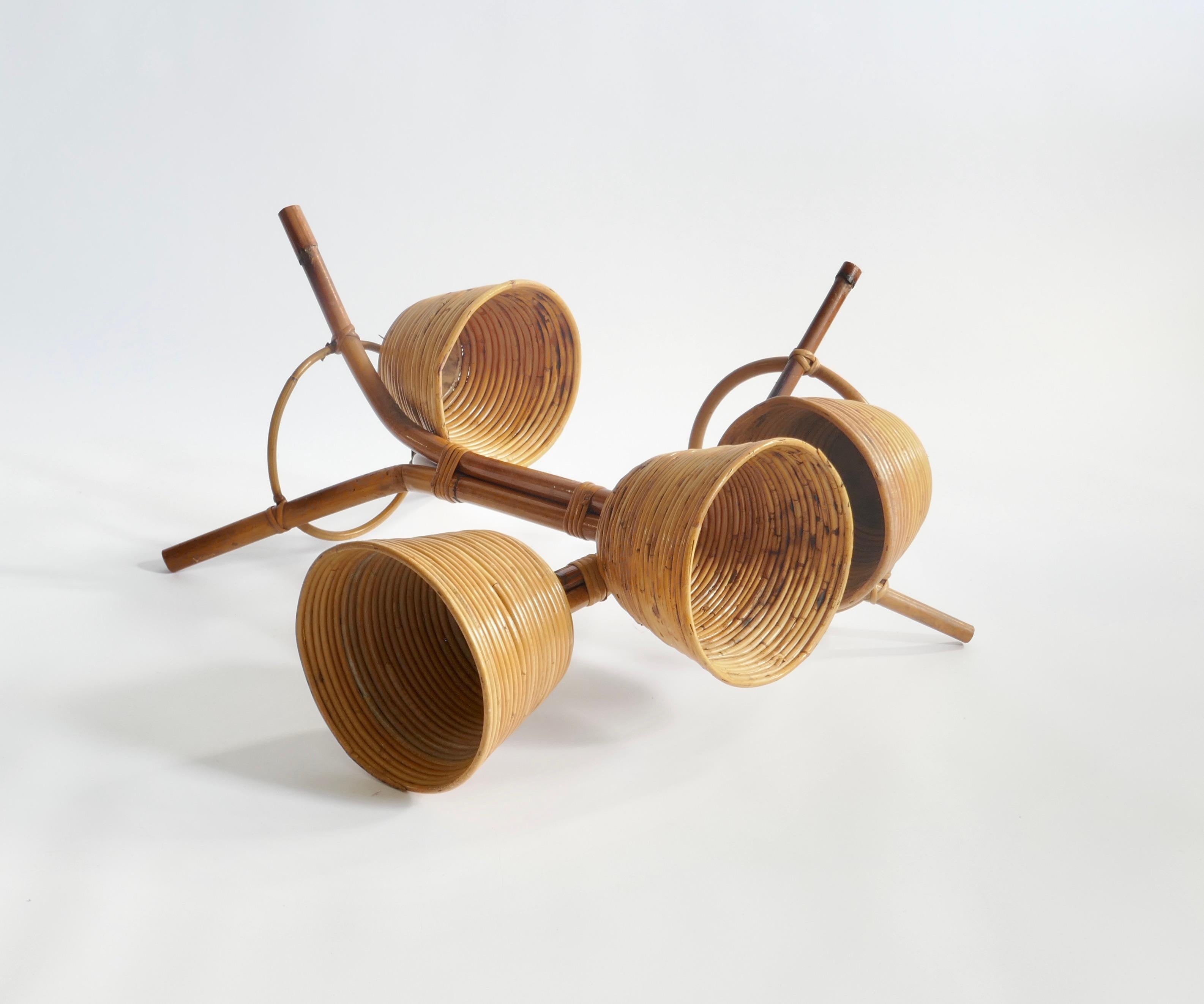 Set of 2 Bamboo and Rattan Plant Holders, Italy 1950s For Sale 1