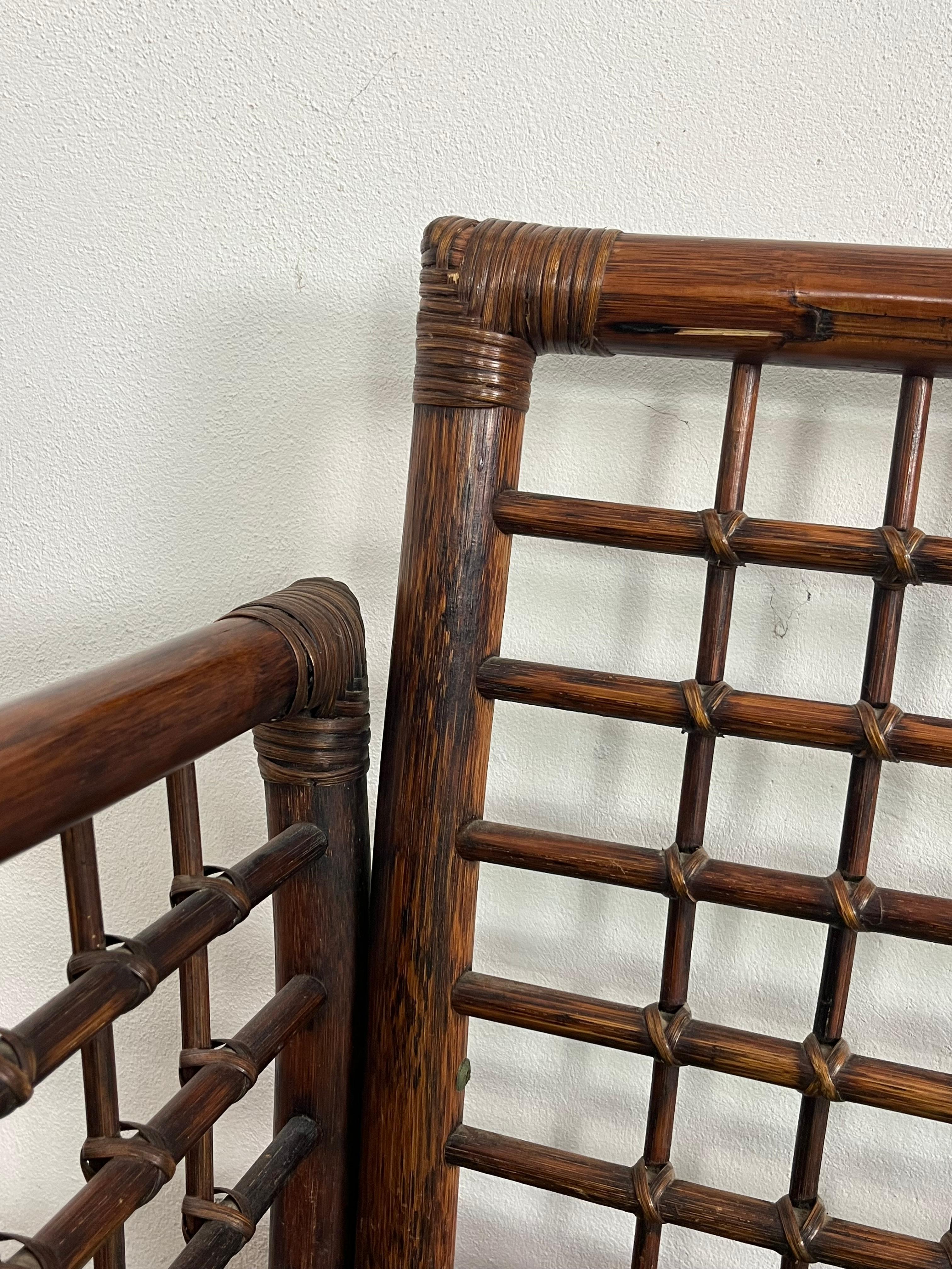 Set Of 2 Bamboo And Rattan Sofas Attributed To Vivai Del Sud, 1960s For Sale 5
