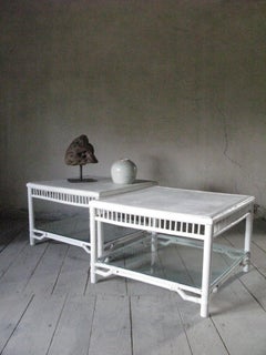 Set of 2 Bamboo Tables, Decorative Tables, Salon, Side Tables, Colonial