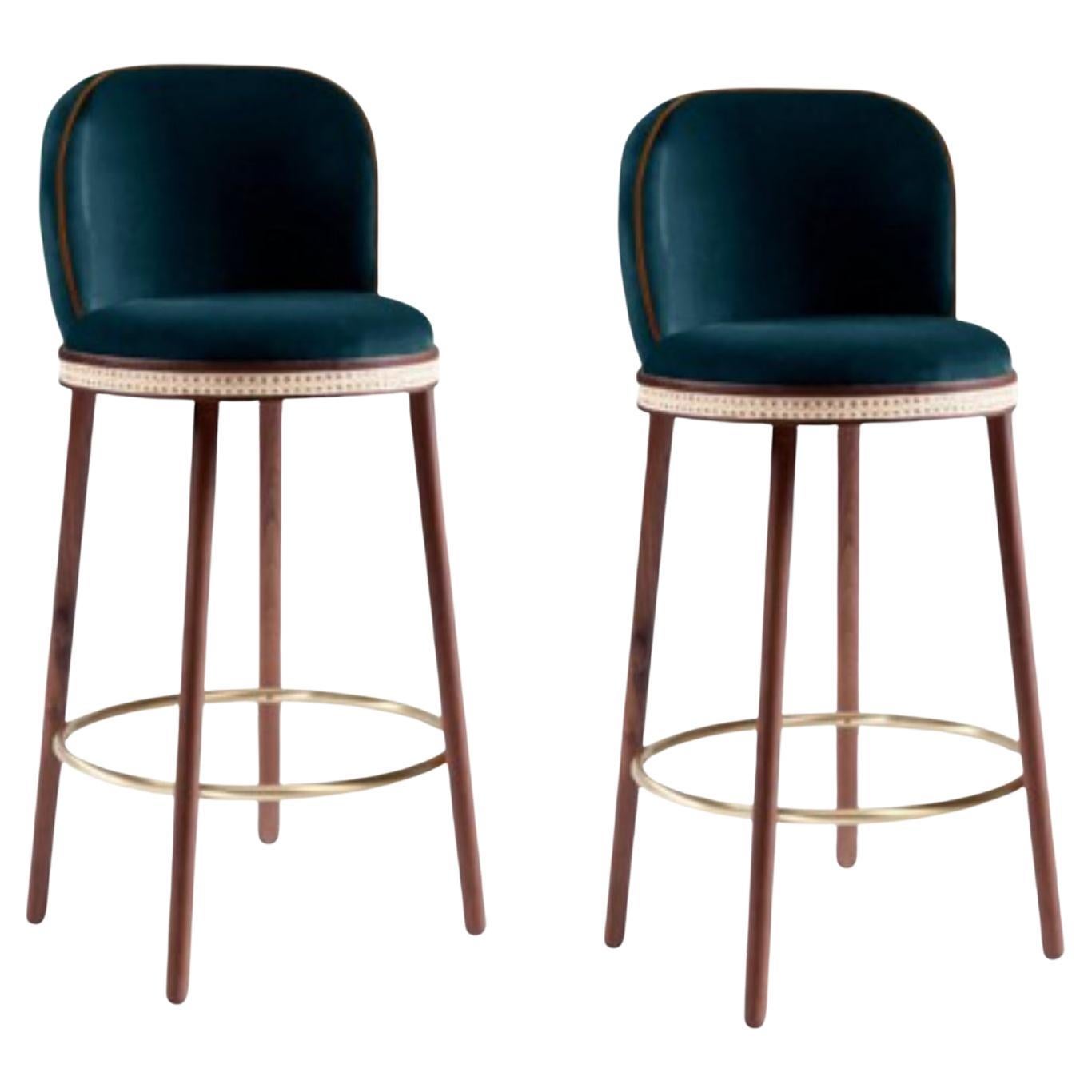 Set of 2 Alma Bar Chairs by Dooq For Sale